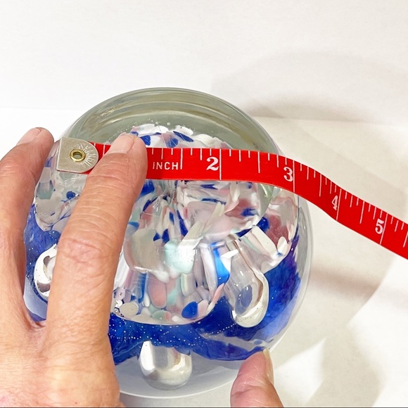 Vintage Art Glass Blue Trumpet Flower Confetti Large Paperweight - Picture 5 of 7